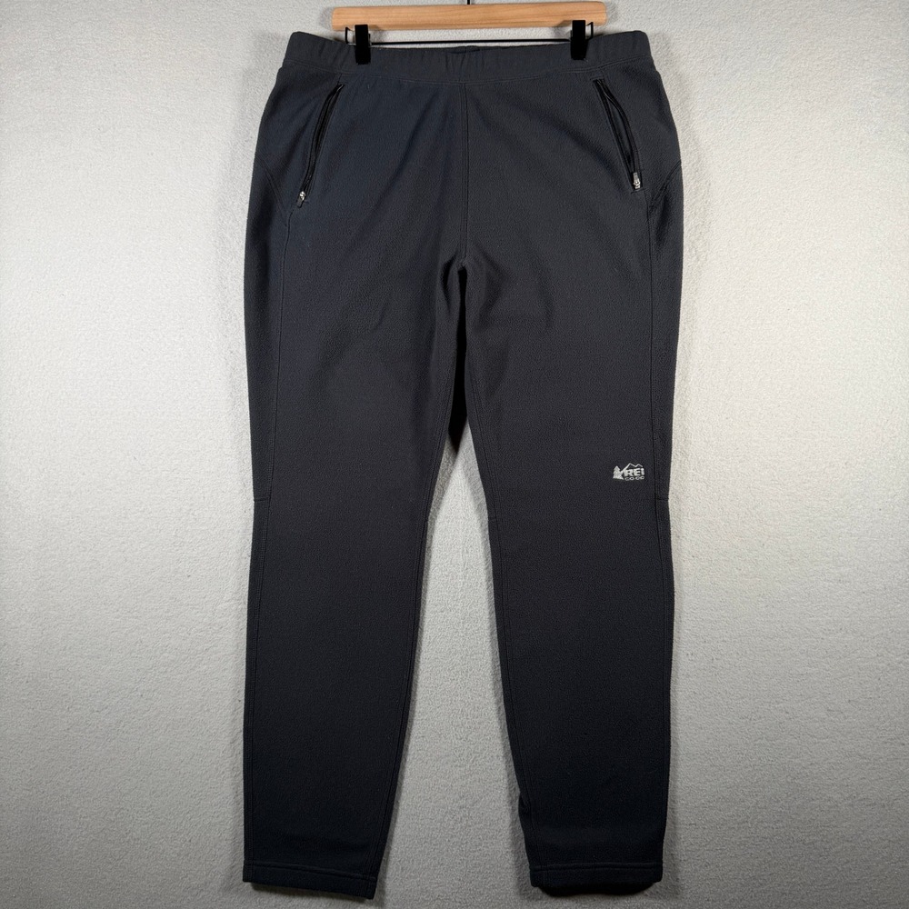 REI Co-op Mens Gray Fleece Pants Semi-Fitted Tapered Hiking Trousers Large L